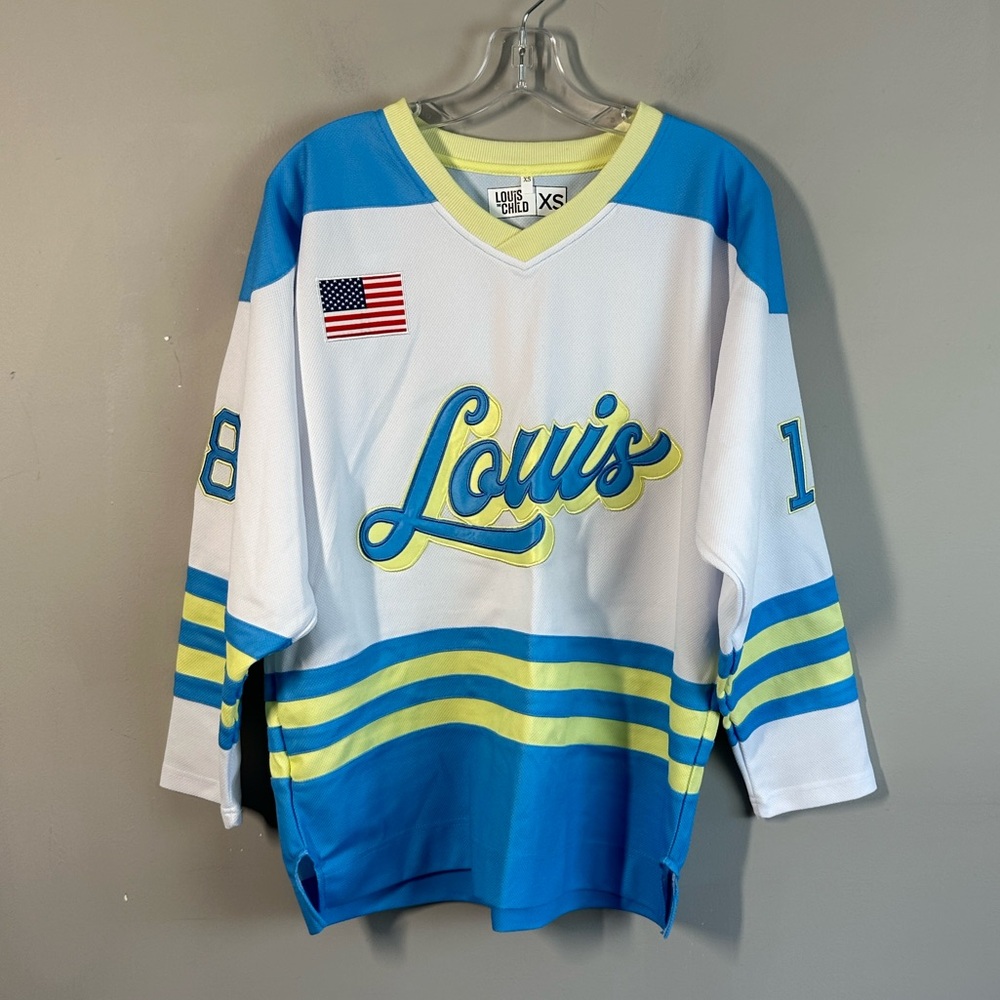 Louis the Child Limited Edition EDM Hockey Jersey White Blue Size XS Rave Rare